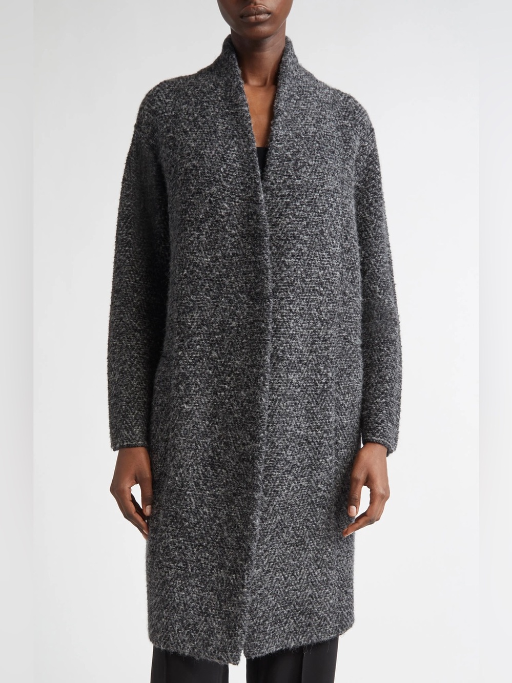 Vince Bouclè Wool Blend Cardigan Coat Gray Size M